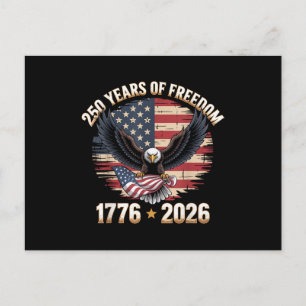 250 Years American 250th Anniversary US USA Flag 4 Postcard