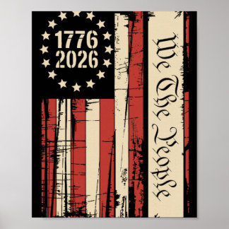 250 Years American 250th Anniversary Us Usa Flag 4 Poster