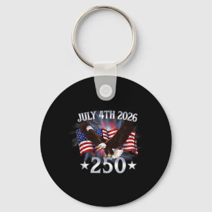 250 Years American 250th Anniversary USA Flag 4th Keychain