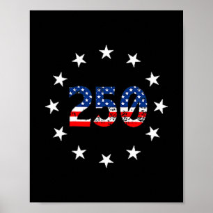 250 years american 250th anniversary usa flag 4th poster