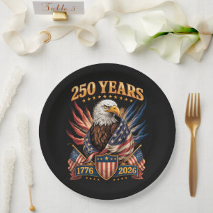 250 Years American 250th Anniversary Usa Patriotic Paper Plate