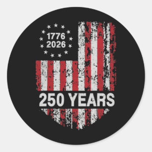 250 Years American 250th Anniversary Usa Us Flag 4 Classic Round Sticker
