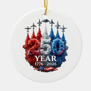 250 Years American 250th USA Patriotic 4th of July Ceramic Ornament