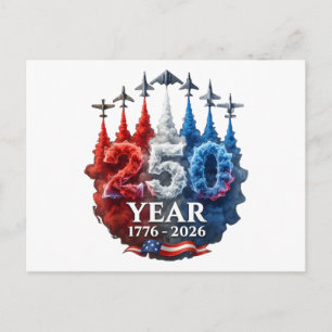 250 Years American 250th USA Patriotic 4th of July Postcard