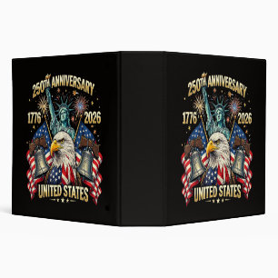 250 Years American Anniversary 1776-2026 USA Flag Binder