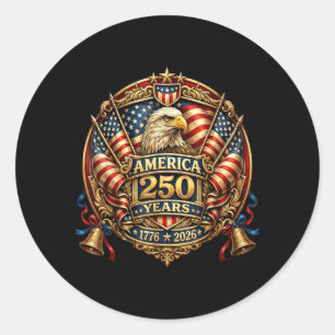 250 Years American Anniversary 1776-2026 USA Flag Classic Round Sticker
