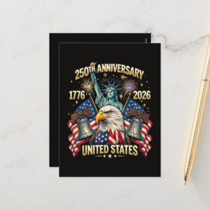 250 Years American Anniversary 1776-2026 USA Flag Holiday Postcard