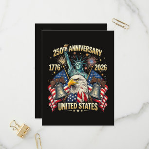 250 Years American Anniversary 1776-2026 USA Flag Invitation Postcard