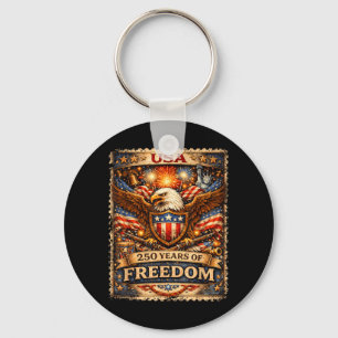 250 Years American Anniversary 1776-2026 USA Flag Keychain