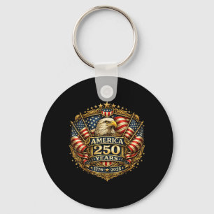 250 Years American Anniversary 1776-2026 USA Flag Keychain
