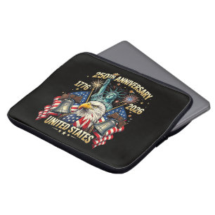 250 Years American Anniversary 1776-2026 USA Flag Laptop Sleeve