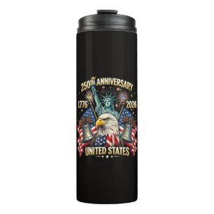 250 Years American Anniversary 1776-2026 USA Flag Thermal Tumbler