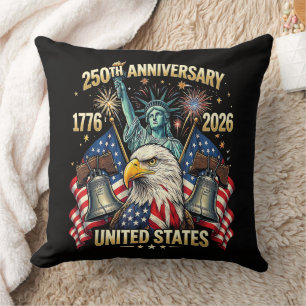 250 Years American Anniversary 1776-2026 USA Flag Throw Pillow