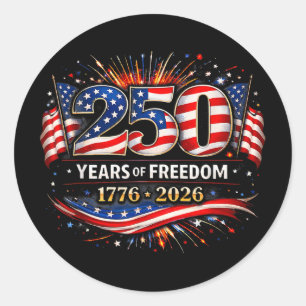 250 Years American Flag 1776-2026 250th Birthday 4 Classic Round Sticker