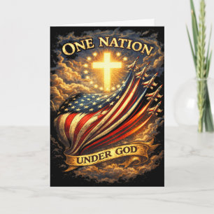 250 Years American Flag Cross Usa 250th Under God  Card