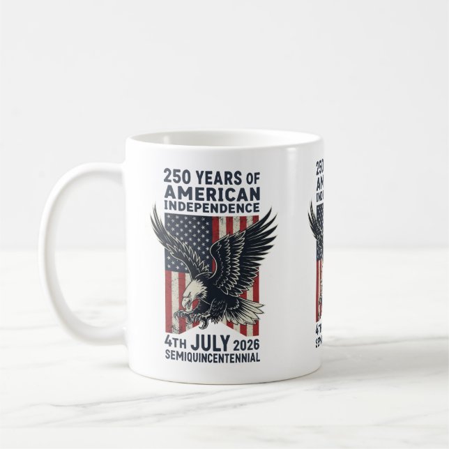 250 Years American Independence Patriotic Eagle Coffee Mug (Left)