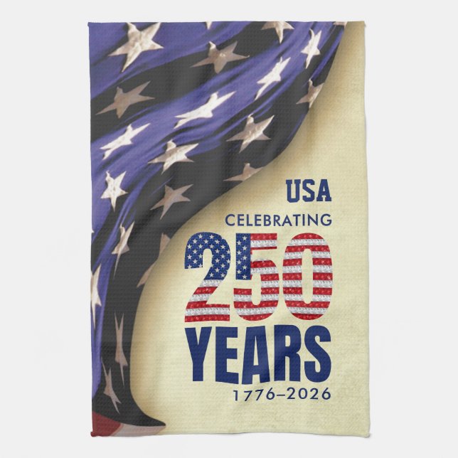 250 Years American Independence Souvenir Kitchen Towel (Vertical)