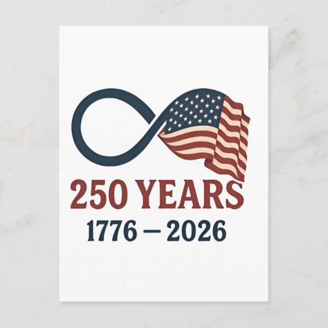250 Years Anniversary 1776-2026 USA Patriotic  Holiday Postcard (Front)