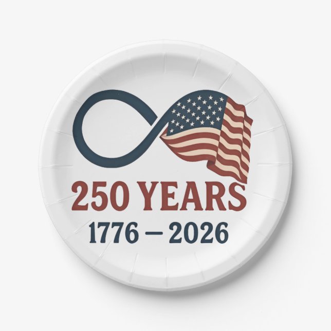 250 Years Anniversary 1776-2026 USA Patriotic  Paper Plate (Front)
