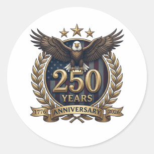 250 Years Anniversary American Independence Classic Round Sticker