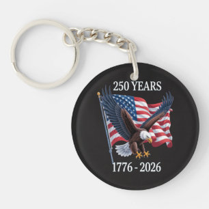 250 Years Anniversary Usa American Flag 1776-2026 Keychain