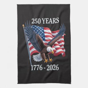 250 Years Anniversary Usa American Flag 1776-2026 Kitchen Towel
