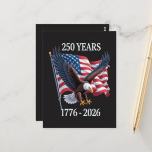250 Years Anniversary Usa American Flag 1776-2026 Postcard