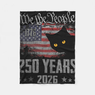 250 Years Cat American Flag 250th Anniversary 4th  Fleece Blanket