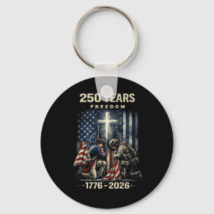 250 Years Christian Cross And Usa Flag 1776 2026 F Keychain