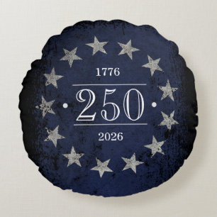 250 Years Customizable American Flag 2-Sided Round Pillow