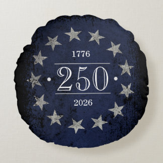 250 Years Customizable American Flag 2-Sided Round Pillow
