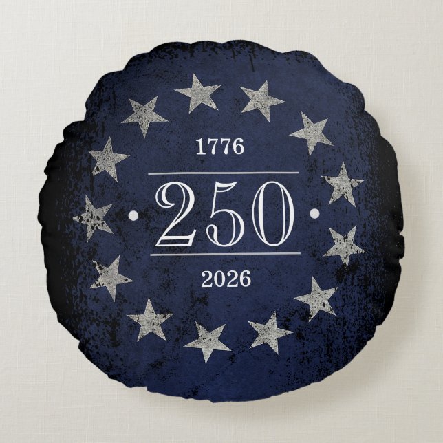 250 Years Customizable American Flag 2-Sided Round Pillow (Front)