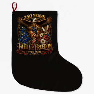 250 Years Faith And Freedom America Large Christmas Stocking