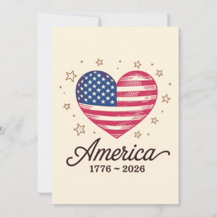 250 Years Flag Heart 1776 2026 250th 4th Of July Announcement