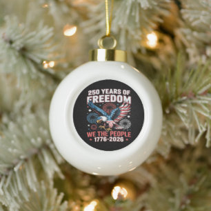 250 Years Freedom Eagle 250th Anniversary USA Ceramic Ball Christmas Ornament