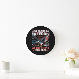 250 Years Freedom Eagle 250th Anniversary USA Round Clock