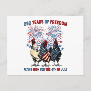 250 Years Funny Chickens Flying High Fireworks 4th Enclosure Card
