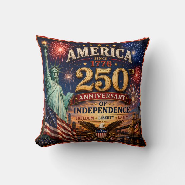 250 Years Independence July 4th Celebration Throw Pillow (Front)