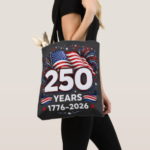 250 Years Independence Patriotic Fireworks Black Tote Bag