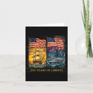 250 Years Liberty Patriotic Ship Illustration Card