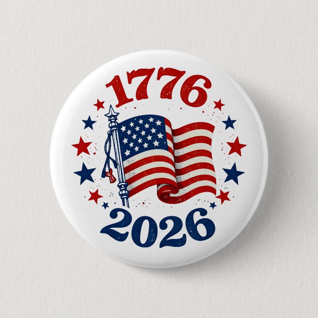 250 Years of American Independence Patriotic Flag  2 Inch Round Button (Front)