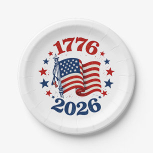 250 Years of American Independence Patriotic Flag Paper Plate