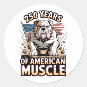 250 Years of American Muscle Bulldog Classic Round Sticker