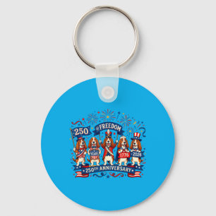 250 Years Of Dom Patriotic Bet Hound Dog 4th Of Keychain