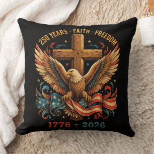 250 Years of Faith and Freedom Patriotic Eagle Throw Pillow