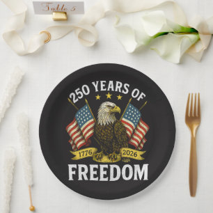 250 years of freedom 1776 2026 bald eagle paper plate