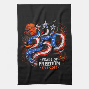 250 Years of Freedom 1776-2026 Patriotic Halloween Kitchen Towel
