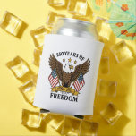 250 Years of Freedom America's Anniversary Can Cooler<br><div class="desc">Celebrate this extra special milestone Independence day with an anniversary can cooler! This design features a bald eagle and two American flags along with lettering that says "250 years of freedom"  Perfect for celebrating the 250th anniversary of America.</div>