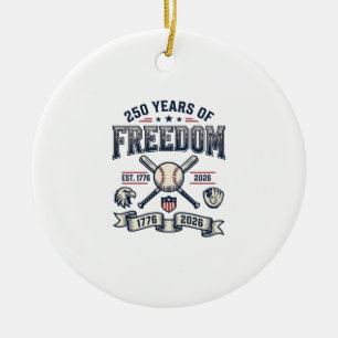 250 Years of Freedom Patriotic Baseball Design_1 Ceramic Ornament