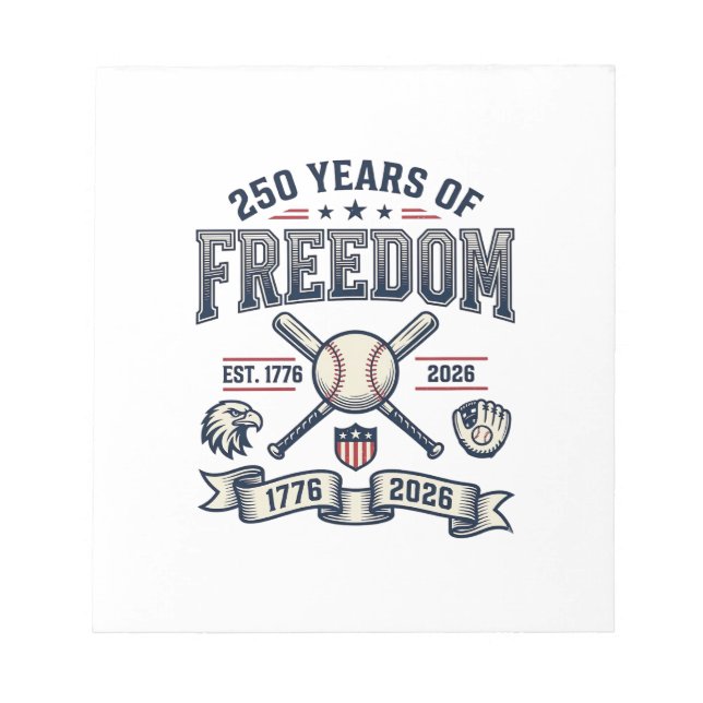 250 Years of Freedom Patriotic Baseball Design_1 Notepad (Front)